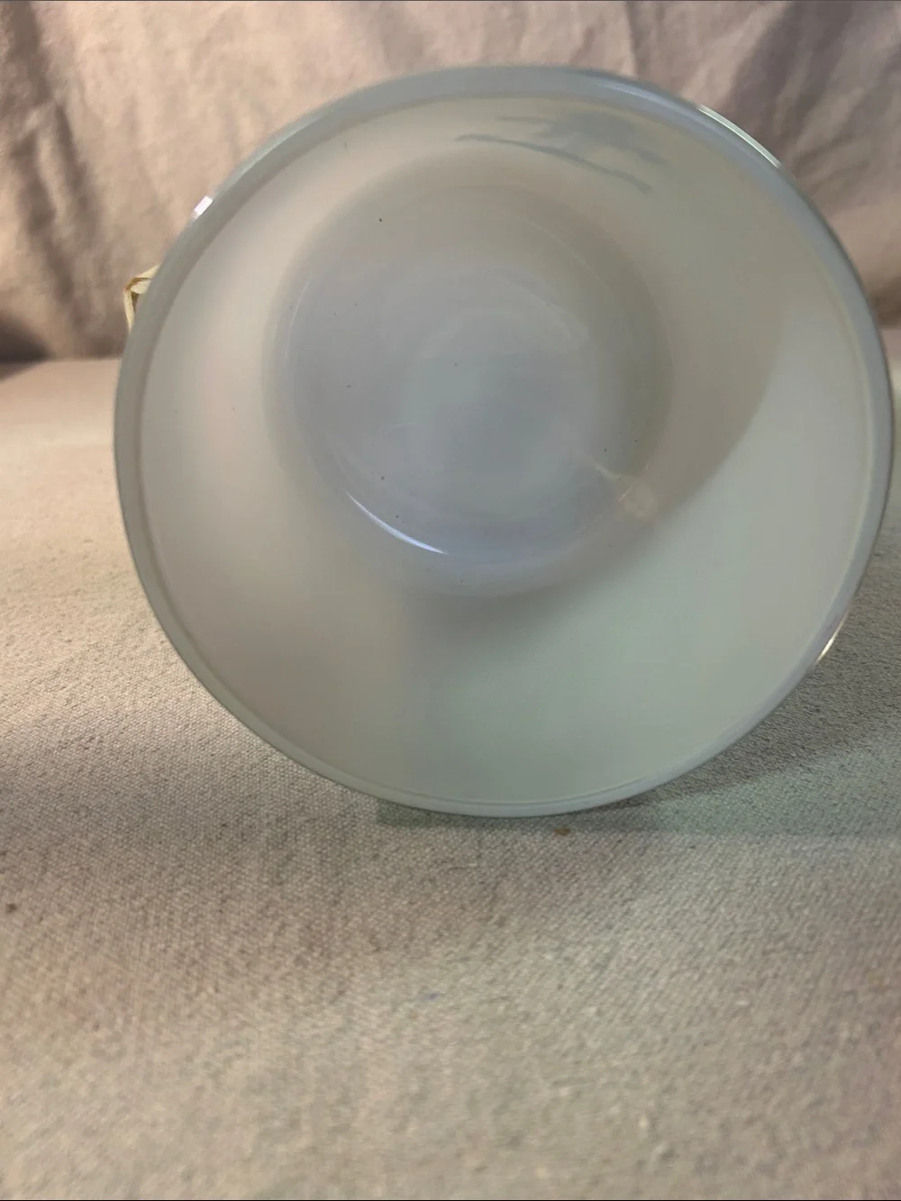 White Glass Candle Holder with Blue Anchor Motif